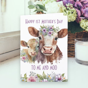 Cartes Pour Fêtes Annuelles Moi et Moo Maman chérie et bébé vache Fête des Mèr