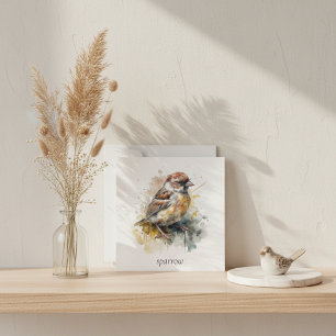 Cartes Pour Fêtes Annuelles Moineau Aquarelle Rustique, personnalisé