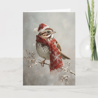 Cartes Pour Fêtes Annuelles Moineau de Noël Cozy