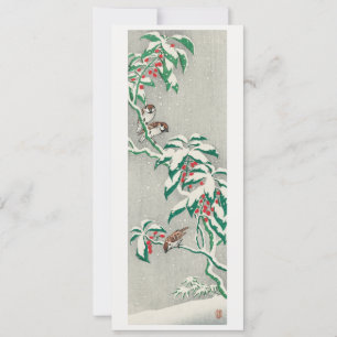 Cartes Pour Fêtes Annuelles Moineaux sur une branche enneigée