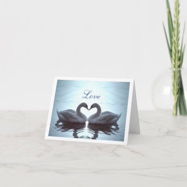 Cartes Pour Fêtes Annuelles Moirage de coeur de cygne dans la sarcelle d'hiver (Devant)