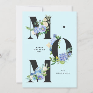 Cartes Pour Fêtes Annuelles MOM Blue Hydrangeas Floral Bonne fête des mères