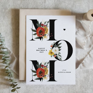 Cartes Pour Fêtes Annuelles MOM Boho Fleurs Black Happy Mother's Day