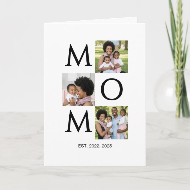 Cartes Pour Fêtes Annuelles Mom Est Established Caps 3 Photo Mothers Day (Devant)