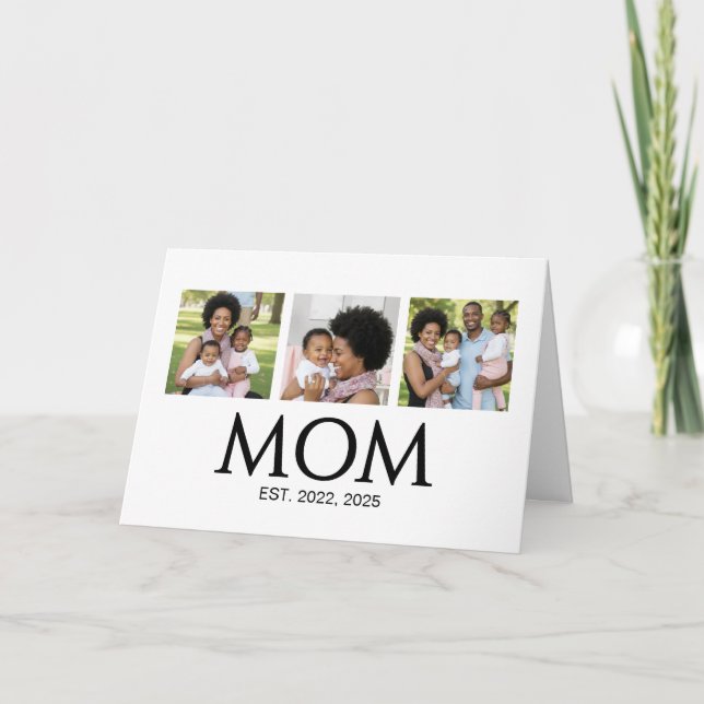 Cartes Pour Fêtes Annuelles Mom Established Caps White 3 Photo Mothers Day (Devant)