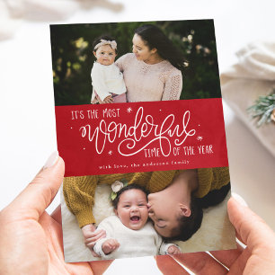Cartes Pour Fêtes Annuelles Moment le Plus Merveilleux de l'Année Photo Rouge