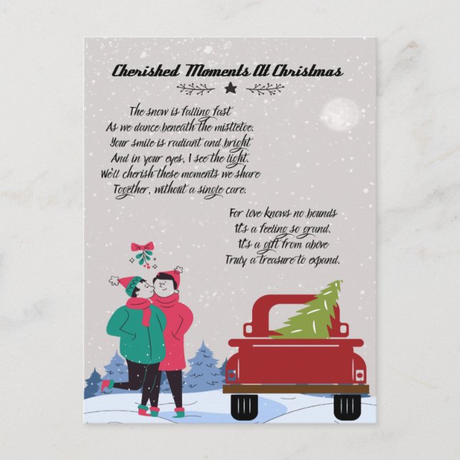 Cartes Pour Fêtes Annuelles Moments chéris à Noël Poem (Devant)