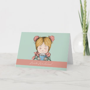 Cartes Pour Fêtes Annuelles Moments Coquets : Une Fille et Son Chocolat Chaud