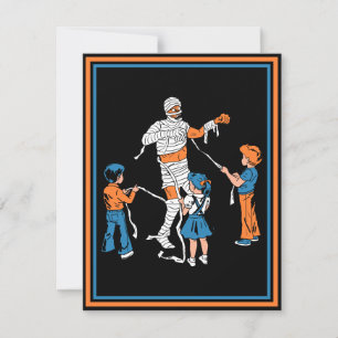 Cartes Pour Fêtes Annuelles Momie d'horreur avec des enfants