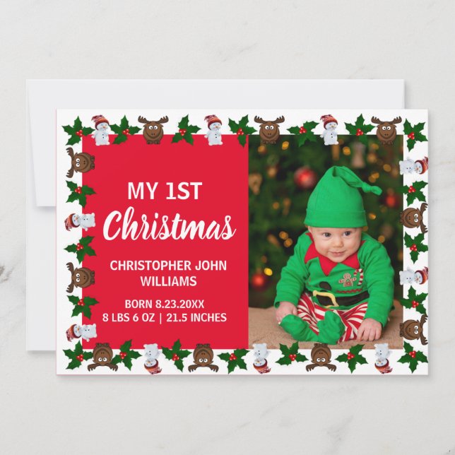 Cartes Pour Fêtes Annuelles Mon 1er Noël Nouvel Enfant Photo Holiday (Devant)