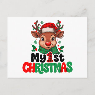 Cartes Pour Fêtes Annuelles Mon 1er Noël Renne Buffalo Carreaux Bébé Xmas