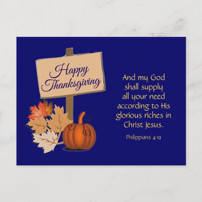 Cartes Pour Fêtes Annuelles Mon Dieu Apportera | BON THANKSGIVING chrétien (Devant)