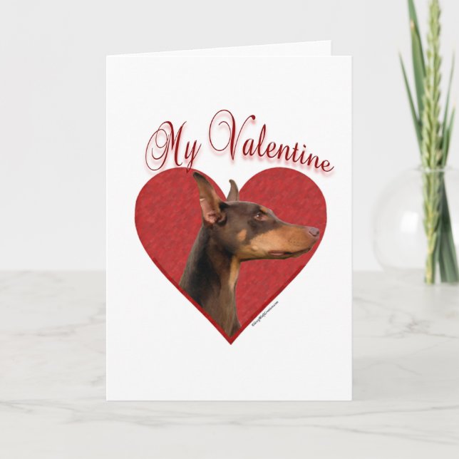 Cartes Pour Fêtes Annuelles Mon Doberman Rouge Valentine (Devant)
