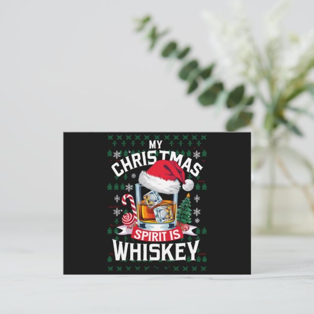 Cartes Pour Fêtes Annuelles Mon Esprit de Noël est Whiskey laide doux Noël P (Debout devant)