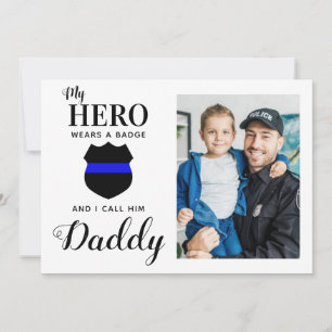 Cartes Pour Fêtes Annuelles Mon Héros Porte Un Badge Police Papa Fête des père