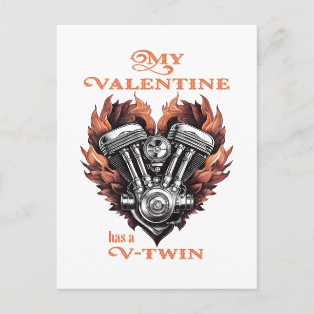 Cartes Pour Fêtes Annuelles Mon/ma Valentine a un V‑Twin, style biker. (Devant)