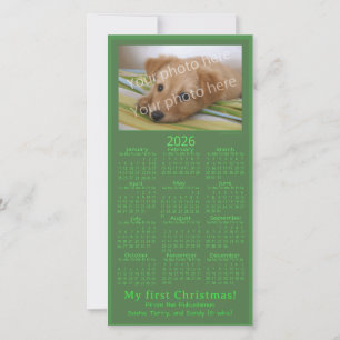 Cartes Pour Fêtes Annuelles Mon premier calendrier photo de Noël 2026 vert