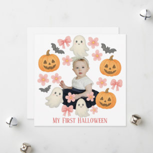 Cartes Pour Fêtes Annuelles Mon premier Halloween   Couronne de citrouille mig