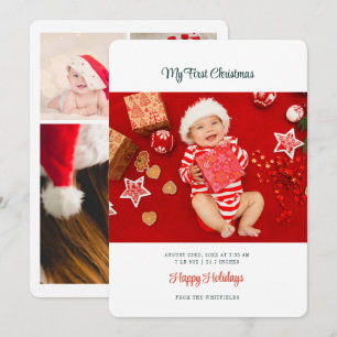 Cartes Pour Fêtes Annuelles Mon premier Noël Bébé Photos Script