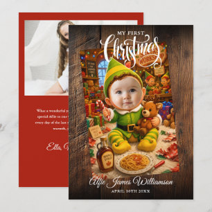 Cartes Pour Fêtes Annuelles Mon premier Noël Le petit aide de Noël 2 Photo