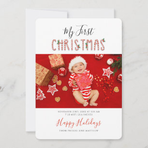Cartes Pour Fêtes Annuelles Mon premier Noël Nouvelles photos de bébé personna