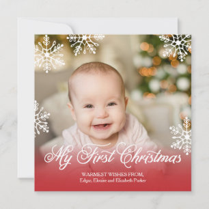 Cartes Pour Fêtes Annuelles Mon Premier Noël Rouge Dégradé Carré Fête
