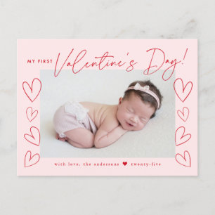 Cartes Pour Fêtes Annuelles Mon premier script de la Saint Valentin Blush Pink