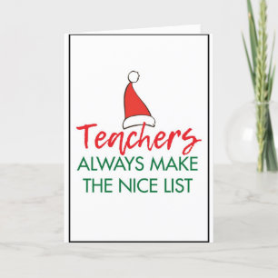 CARTES POUR FÊTES ANNUELLES MON PROFESSEUR DE PÈRE NOËL LA LISTE "NICE"