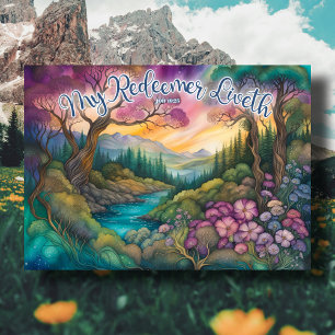 Cartes Pour Fêtes Annuelles Mon Rédempteur Vit Woodland Forest Christian