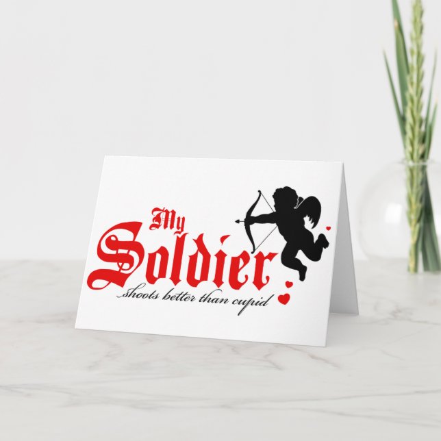 Cartes Pour Fêtes Annuelles Mon soldat tire mieux que Cupid (Devant)