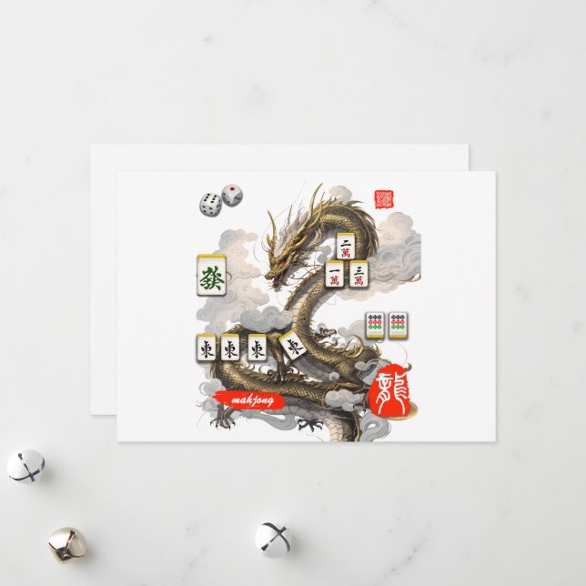 Cartes Pour Fêtes Annuelles Mon style mahjong (Devant/Arrière en situation)