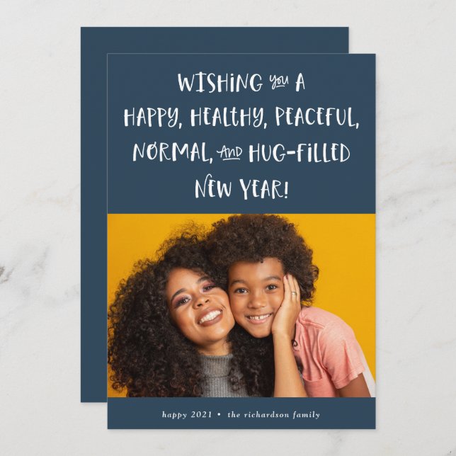 Cartes Pour Fêtes Annuelles Mon vœu pour 2021 | Photo Bleu Bonne Année (Devant / Derrière)