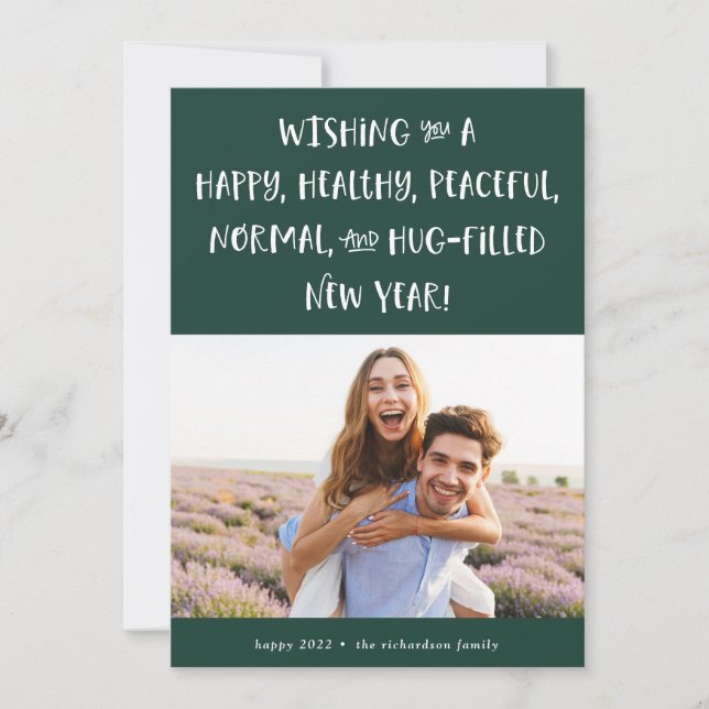 Cartes Pour Fêtes Annuelles Mon vœu pour 2022 | Bonne année vert forêt (Devant)