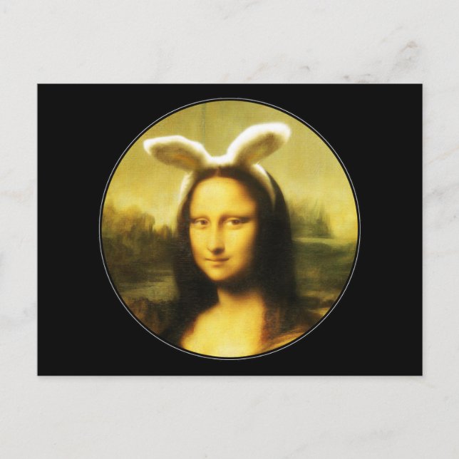 Cartes Pour Fêtes Annuelles Mona Lisa Bunny Ears Pâques (Devant)