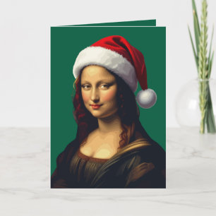 Cartes Pour Fêtes Annuelles Mona Lisa Chapeau de Père Noël Découpe de Fêtes de