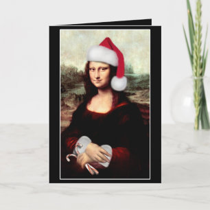 Cartes Pour Fêtes Annuelles Mona Lisa Chapeau de Père Noël Noël