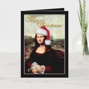 Cartes Pour Fêtes Annuelles Mona Lisa Chapeau de Père Noël Noël