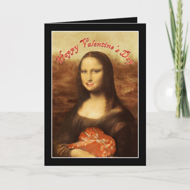 Cartes Pour Fêtes Annuelles Mona Lisa Coeur Saint Valentin Baiser (Devant)
