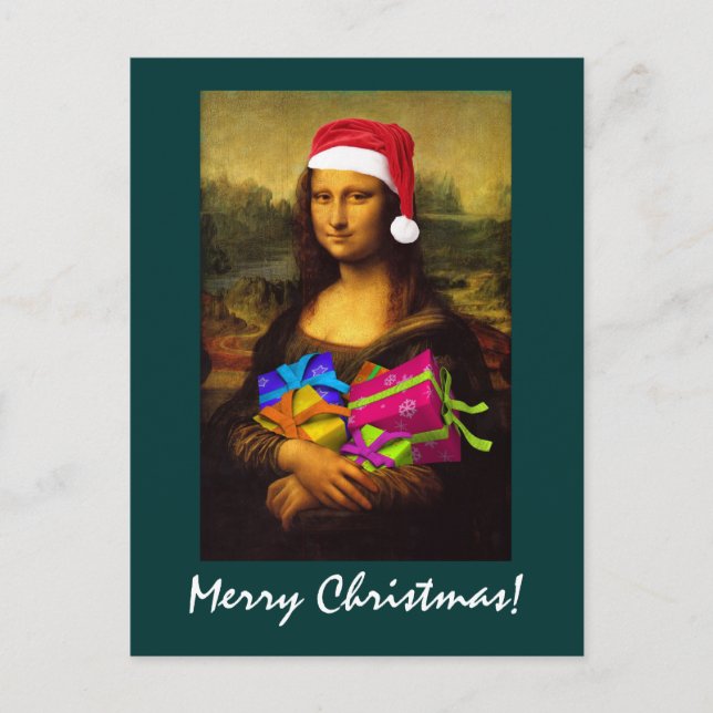 Cartes Pour Fêtes Annuelles Mona Lisa Santa Claus (Devant)
