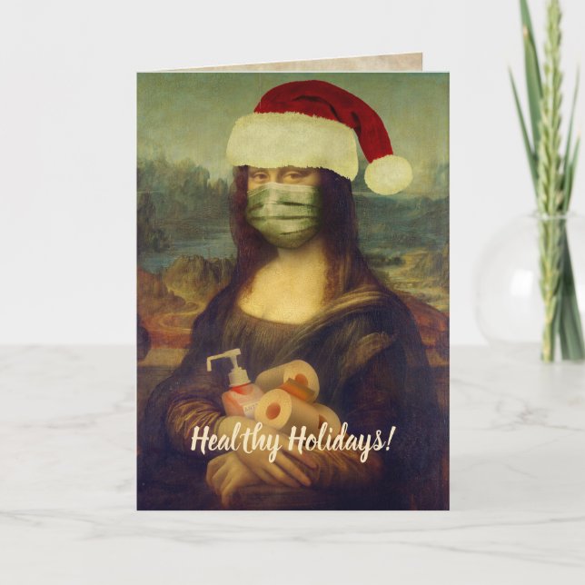 Cartes Pour Fêtes Annuelles Mona Lisa vous souhaite des vacances saines (Devant)