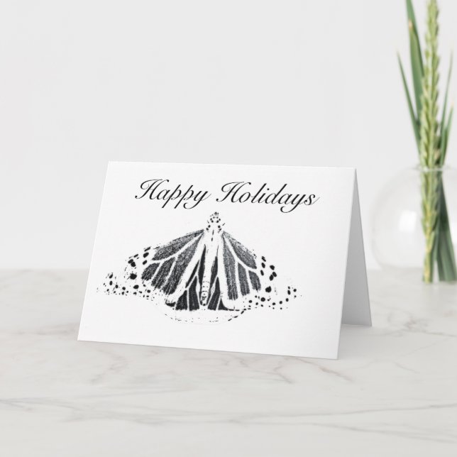 Cartes Pour Fêtes Annuelles Monarque noir et blanc, Joyeuses fêtes (Devant)