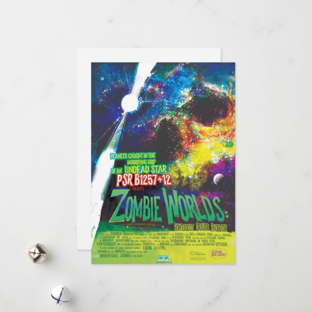 Cartes Pour Fêtes Annuelles Monde de zombies Halloween Galaxie d'Horreurs (Devant/Arrière en situation)