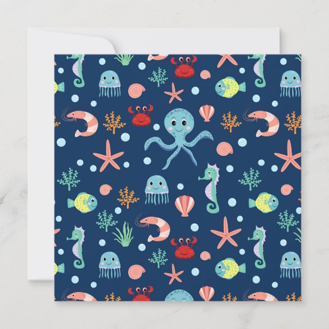 Cartes Pour Fêtes Annuelles Monde marin (Devant)