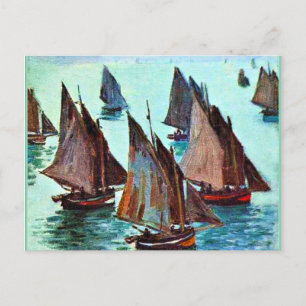 Cartes Pour Fêtes Annuelles Monet - Fishing Boats, Calm Sea, famous artwork