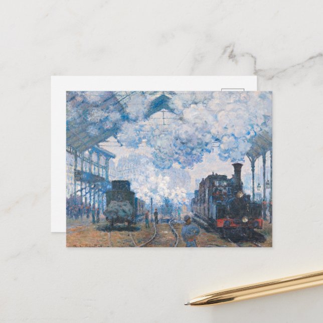 Cartes Pour Fêtes Annuelles Monet - Gare Saint-Lazare, Arrivée du train (Devant/Arrière en situation)