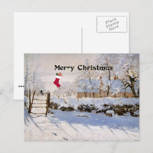 Cartes Pour Fêtes Annuelles Monet - La Magpie, voeux de Noël