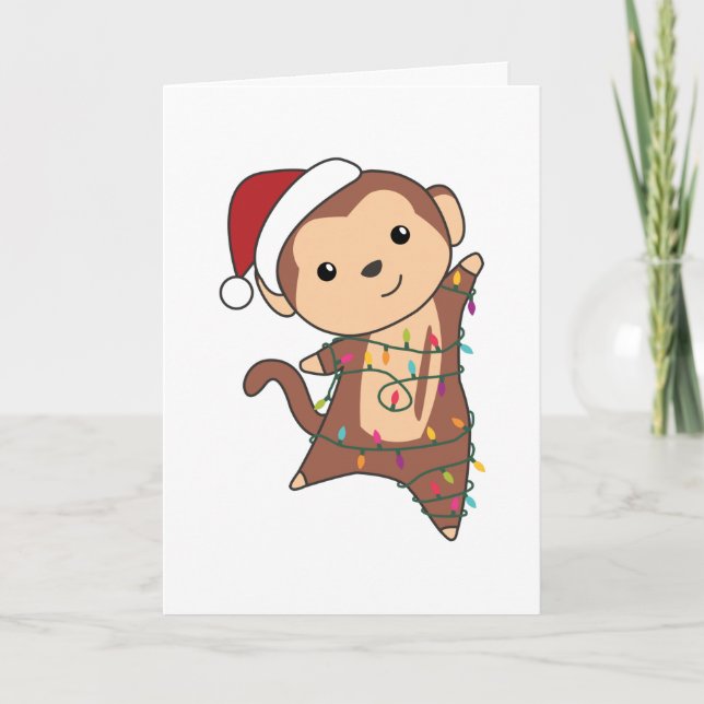 Cartes Pour Fêtes Annuelles Monkey Christmas Snow Winter Animals Monkeys Adult (Devant)