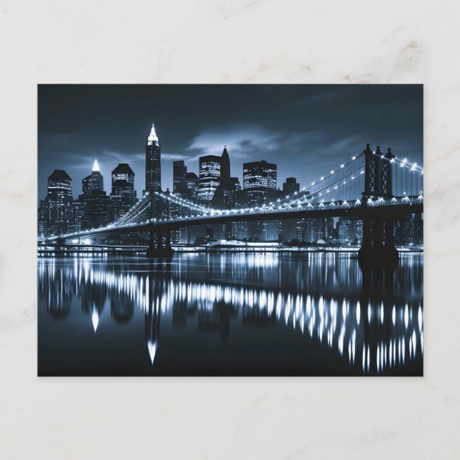 Cartes Pour Fêtes Annuelles Monochrome New York Skyline (Devant)