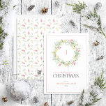Cartes Pour Fêtes Annuelles Monogram Gold Winter Wreath Joyeux Noël<br><div class="desc">Vous recherchez une belle carte de vacances simple et élégante ? Ne cherchez pas plus loin que notre Monogram Gold Winter Greenery Wreath Joyeux Script de Noël Carte de vacances! Cette carte étonnante présente un arrangement de couronne libre de botaniques festives de baies d'hiver aquarelle, encadrant votre monogramme, avec le...</div>