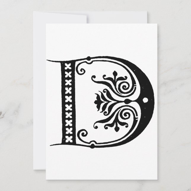 Cartes Pour Fêtes Annuelles Monogramme D initial noir et blanc (Devant)